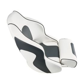 VEVOR Boat Seat High Backrest Flip Up Boat Seat Captain Bucket Seat White & Grey