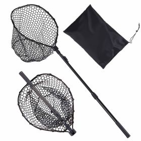 Fishing Net, Foldable Landing Nets with Telescopic Handle, Portable Lightweight and Stronger 6063 Aluminum Fish Gear, Soft Silicone Fish-Friendly Mesh