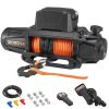 Electric Winch, 12000 lbs Load Capacity, 12V DC Truck Winch with Φ3/8 in x 92 ft Synthetic Rope, Wireless & Wired Remote Control