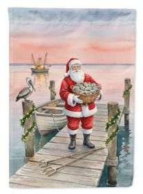 Fishing Santa Claus with Oysters Christmas House Flag Large Porch Sleeve Pole Decorative Outside Yard Banner Artwork Wall Hanging, Polyester