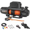 Electric Winch, 10000 lbs Load Capacity, 12V DC Truck Winch with Φ7/20 in x 90 ft Synthetic Rope, Wireless & Wired Remote Control