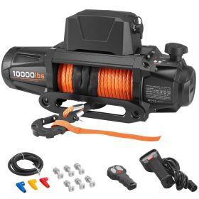 Electric Winch, 10000 lbs Load Capacity, 12V DC Truck Winch with Φ7/20 in x 90 ft Synthetic Rope, Wireless & Wired Remote Control