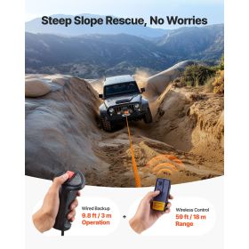 Electric Winch, 12000 lbs Load Capacity, 12V DC Truck Winch with Φ0.36 in x 75.5 ft Synthetic Rope, Wireless & Wired Remote Control