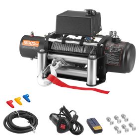 Electric Winch, 12000 lbs Load Capacity, 12V DC Truck Winch with Φ7/20 in x 85 ft Steel Rope, Wireless & Wired Remote Control