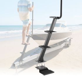 Boat Trailer Steps, 4-Step, Heavy-Duty Boat Trailer Steps with Handle, Non-Slip Surface, 3 Mounting Angle Options