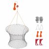 Double Ring Crab Trap, 24 inch Top, 20 inch Bottom, Two Rings Crab Kit, Foldable Fishing Net with Gauge, 60 ft Rope, Wire Grid Bottom