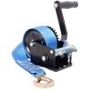 800LBS Hand Winch,with 19.6FT Blue Strap,Black Shell,3.1:1 Gear Ratio Portable Winch,Two-Way Ratchet,Manual Operated Hand Crank Winch for Trailer