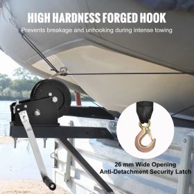 Hand Winch, 3500 lbs Pulling Capacity, Boat Trailer Winch Heavy Duty Rope Crank with 33 ft Polyester Strap and Two-Way Ratchet