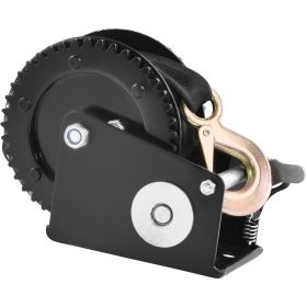 Hand Winch, 2000 lbs Pulling Capacity, Boat Trailer Winch Heavy Duty Rope Crank with 23 ft Polyester Strap and Two-Way Ratchet
