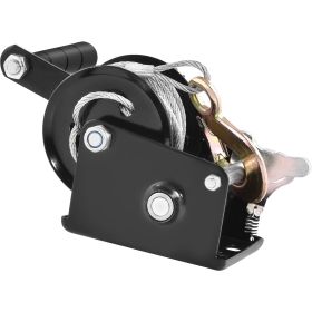 Hand Winch, 800 lbs Pulling Capacity, Boat Trailer Winch Heavy Duty Rope Crank with 33 ft Steel Wire Cable and Two-Way Ratchet