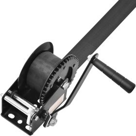 Hand Winch, 1200 lbs Pulling Capacity, Boat Trailer Winch Heavy Duty Rope Crank with 23 ft Polyester Strap and Two-Way Ratchet
