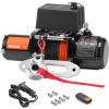 Electric Winch, 6000 lb, 12V DC Truck Winch with Φ1/4 in x 55 ft Synthetic Rope Aluminum Fairlead Wireless & Wired Remote Control