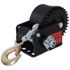 600LBS Hand Winch,with 19.6FT Black Strap,Black Shell,3.1:1 Gear Ratio Portable Winch,Two-Way Ratchet,Manual Operated Hand Crank Winch for Trailer