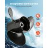 Outboard Propeller, Upgrade OEM 15 Spline Tooth Aluminum Outboard Boat Propeller Fit Mercury/Mariner Engines 90-400 HP, 4-3/4" Gearcase, 3-Blade