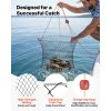 Double Ring Crab Trap, 24 inch Top, 20 inch Bottom, Two Rings Crab Kit, Foldable Fishing Net with Gauge, 60 ft Rope, Wire Grid Bottom
