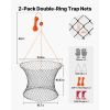 Double Ring Crab Trap, 24 inch Top, 20 inch Bottom, Two Rings Crab Kit, Foldable Fishing Net with Gauge, 60 ft Rope, Wire Grid Bottom