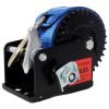 800LBS Hand Winch,with 19.6FT Blue Strap,Black Shell,3.1:1 Gear Ratio Portable Winch,Two-Way Ratchet,Manual Operated Hand Crank Winch for Trailer
