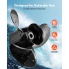 Outboard Propeller, Upgrade OEM 15 Spline Tooth Aluminum Outboard Boat Propeller Fit Mercury/Mariner Engines 135-300 HP, 4-3/4" Gearcase, 3-Blade