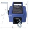 12v Trailer Winch,Reversible Electric Winch, for Boats up to 6000 lbs.Galvanized Wire Rope,with extra pulley hook,power in and power out